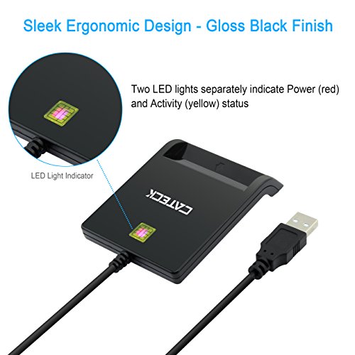 Smart Card Reader, Cateck USB Smart Card Reader (Black) - Thumbnail 2