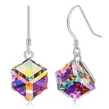 CAT EYE JEWELS Colorful White Swarovski Elements Crystals Earrings S925 Sterling Silver Dangle Drop Earrings for Women E02-SWD-W