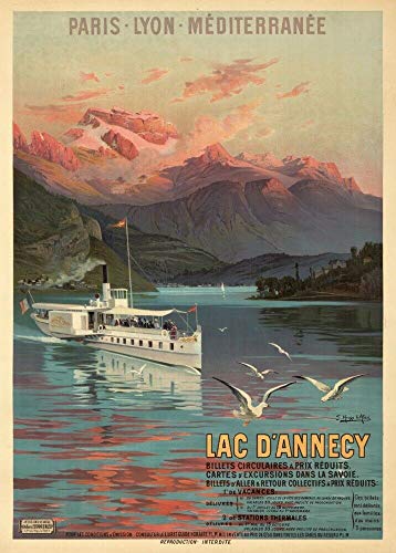 EpochSign Lac d’Annecy Paris Lyon Plaque en métal rétro 20 x 30 cm