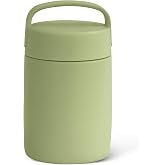 Amazon Basics Insulated Food Jar, Hot and Cold Food Container, Stainless Steel, Leak-proof with Carry Handle, 16 Ounces, Olive