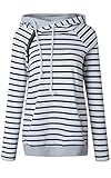 Angashion Womens Hoodie-Tops-Striped Cowl Neck Drawstring Hooded Pullover Sweatshirt With Pockets S-3XL