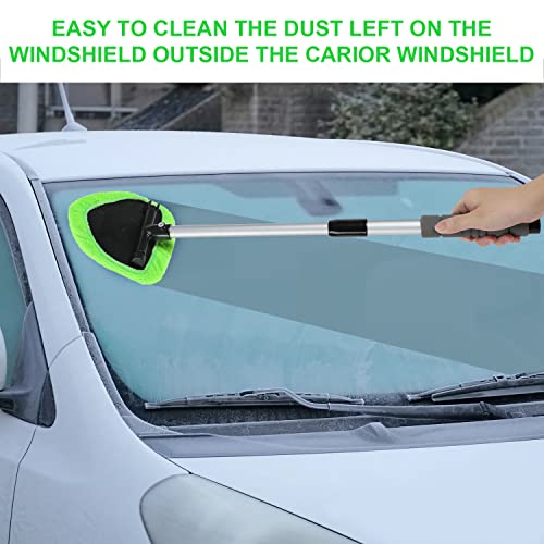 X XINDELL Car Window Cleaner – 24Inch Windshield Cleaning Tool with Spray Bottle, Microfiber Bonnets – Extendable Car Washer Kit with Long Soft Sponge Handle