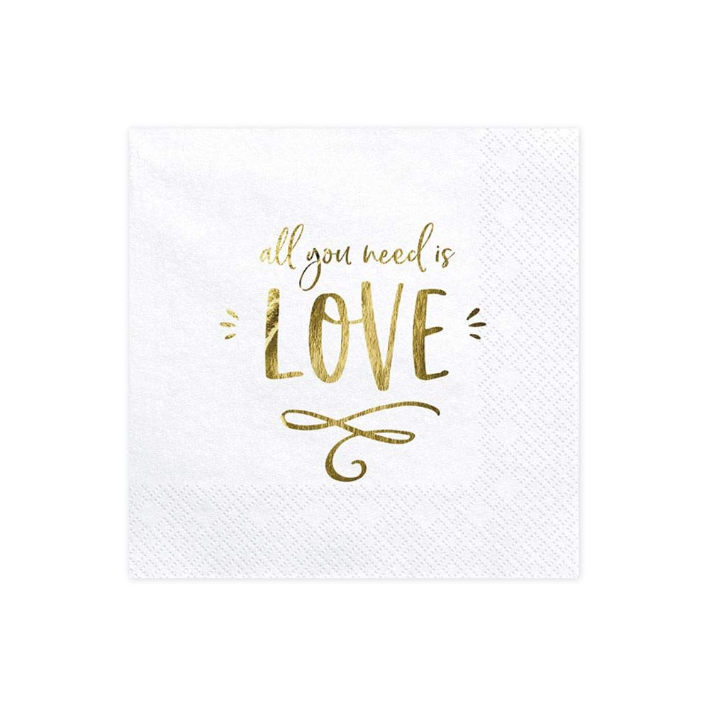partydeco.pl All You Need is Love Gold Napkins