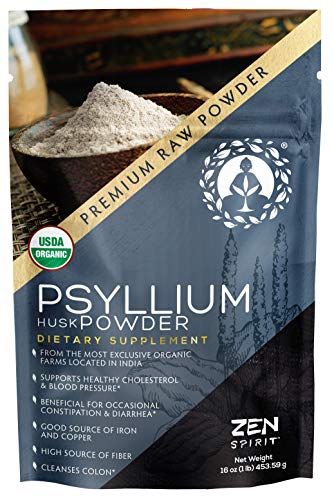 Psyllium Husk Powder - Indian Organic Fiber Premium Grade Superfood (Raw) - USDA & Vegan Certified - 1 LB (16oz) - Perfect for Smoothies, Baking, Desserts & Breakfast.