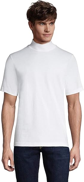 Lands' End Men's Super-T Short Sleeve Mock Turtleneck at Amazon Menâs Clothing store