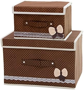 Foldable Storage containers with lids-KYW Heavy Duty Clothes Toys Fabric Storage Boxes-2packs For Home,Kitchen,Bedroom.office. 24 -Hours Customer Support.30-Day,2-Years Warranty(brown)