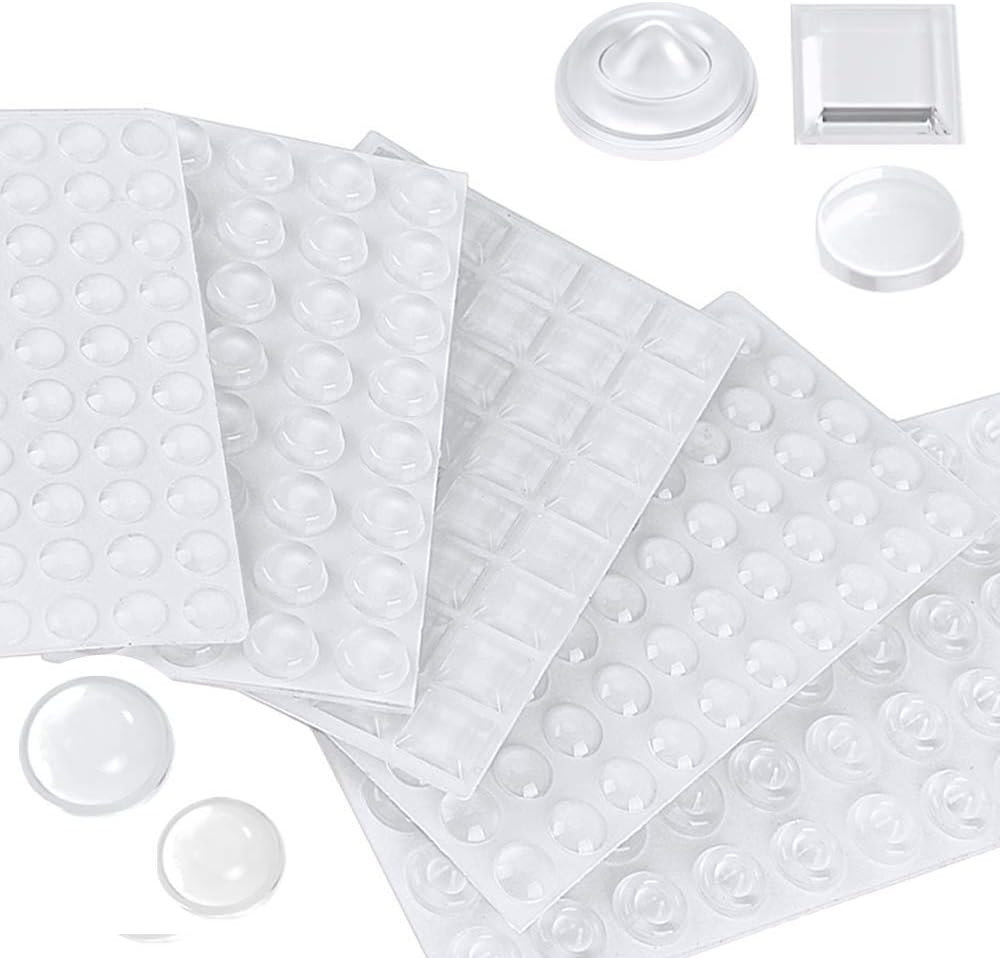 222 PCS Door Bumpers, 5 Shapes Bumper Pads Clear Adhesive