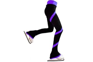 JoyCan Girls Figure Skating Pants Striped with Diamond Wool for for Child and Adlt to Wear While Skating