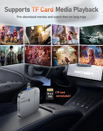 Magic AI Box-Wireless Carplay Adapter & Android Auto with Streaming Netflix YouTube TikTok, Dual-Band WiFi, TF Card Offline Playback, Video Entertainment Box for iPhone 10+ and Android 11+