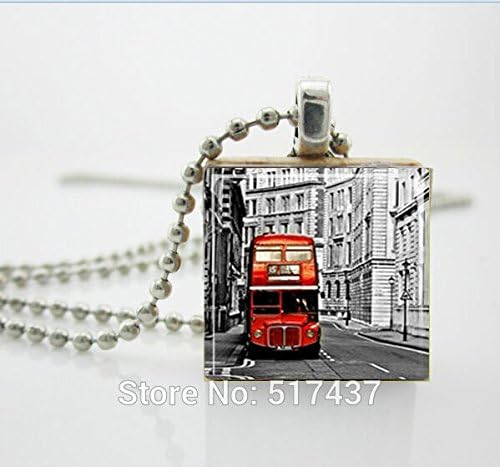 Pretty Lee Bus Necklaceuk Double Decker Bus London England Scrabble Tile Pendant With Ball Chain Necklace Necklace