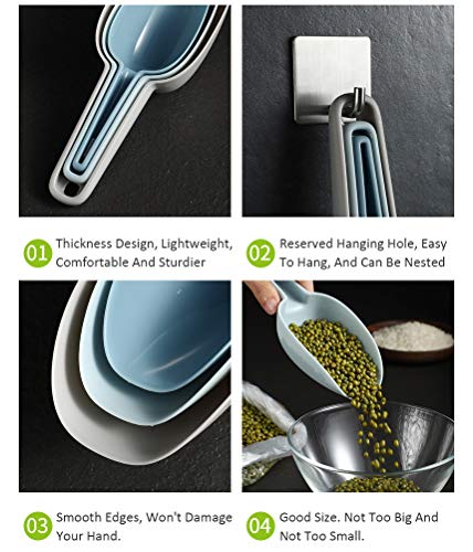Ice Scoop Set of 3, Multi-purpose Plastic Kitchen Scoops Bar Scooper for Canisters, Flour, Powders, Dry Foods, Candy, Pop Corn, Coffee Beans and Pet Food