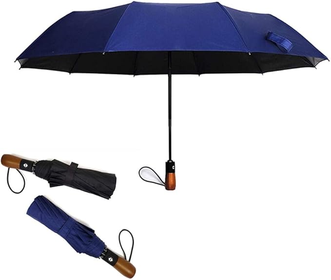 50Inches Large Travel Umbrella, Real Wood Handle, Auto Open/Close