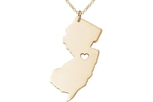 Meiligo 18K Gold Silver Country Map Charm Pendant New Jersey State Map Necklace Jewelry