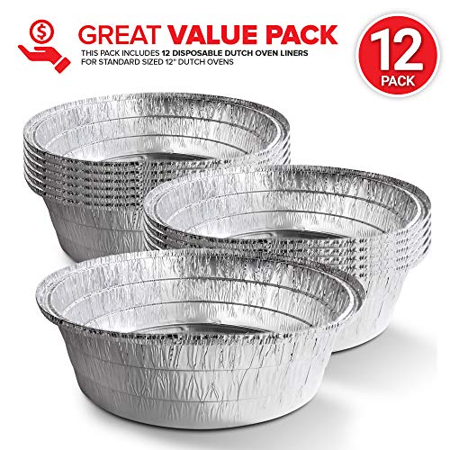 Dutch Oven Liner (12 Pack) 12" Disposable Dutch Oven Foil Liners