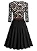 MISSMAY Women's Vintage Floral Lace Front Zipper 3/4 Sleeve Elegant Swing Dress Small Black
