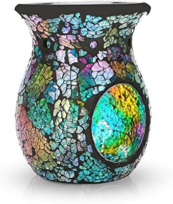 Sumworld Mosaic Oil Burner/Essential Oil Burner/Tealights Mosaic Wax Melt Warmer/Aromatherapy Essential Oil Burner/Hollow Flower Candle Holder/Oil Warmer/Home Fragrance