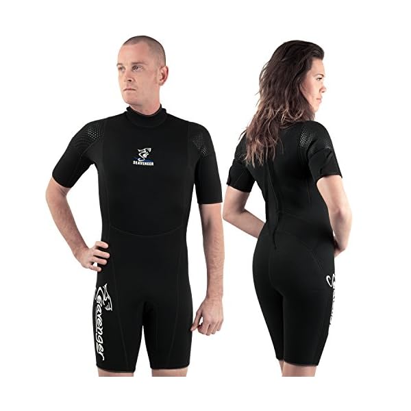 Seavenger-3mm-tropical-shorty-for-watersport-diving-snorkeling-All-Black-Wetsuits-MenWomen