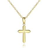GLOSOLE Womens Gold Cross Necklace 14K Gold Cross Necklaces for Women Crosses Pendants Necklaces for Women Soft Lines and Smooth Edges Womens Chain Crosses Necklace