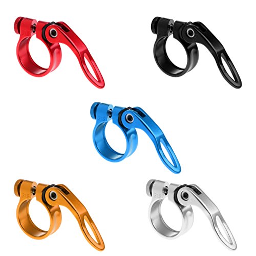 Dolity 31.8mm Diameter Bicycle Seat Clamp Seatpost Clip Tube Lock - Aluminum Alloy Road MTB Cycling Bike Bicycle Quick Release Seatpost Clamp - Black - Thumbnail 5