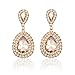 iWenSheng Women Champagne Gold Gold Plated Crystal Double Teardrop Bridal Drop Earrings