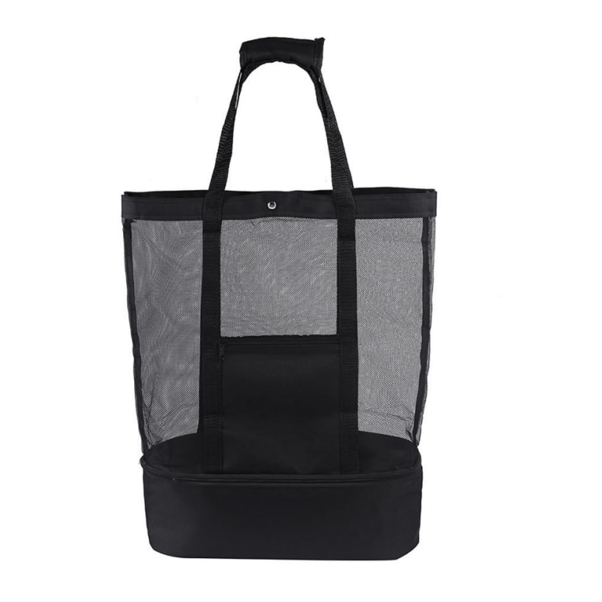 Beach Tote Bag with Detachable Cooler, Mesh Picnic Bag with Zipper for Women Men, Dry and Wet Separation Insulation Pack, Foldable Organizer Net Toy Storage Bag for Travel Camping Outdoor Picnic