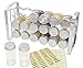 TQVAI Countertop Spice Jars Rack Wall Mounted Herb Organizer with18-Glass Jars 48 Labels Stickers, Chrome