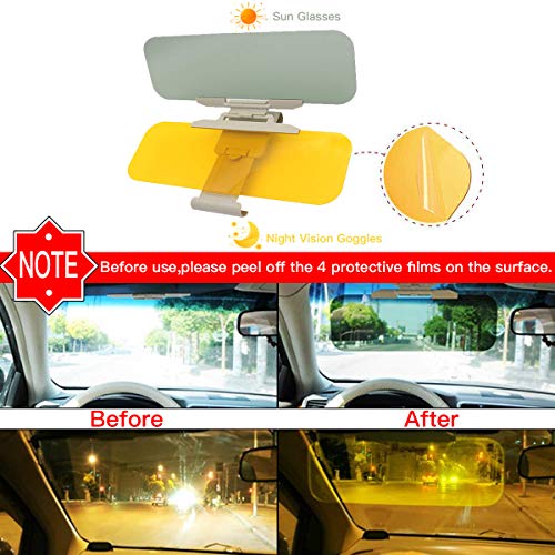 Car Sun Visor, Extender Sun Blocker, Anti Glare Sunshade and Oncoming Windshield, HD 2 in 1 Day and Night Vision, Anti-Glare Driving, Anti-Dazzle Car Visor, Universal Size Fits Car Truck SUV (Medium)