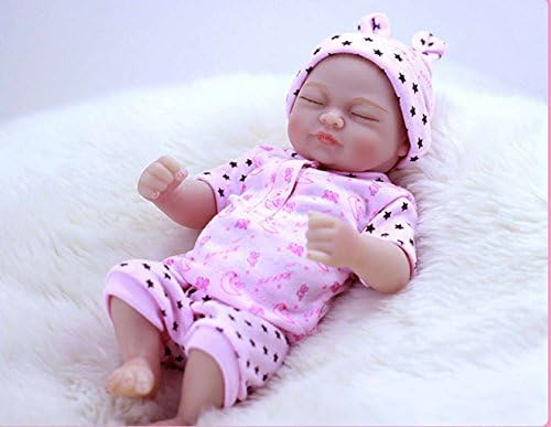 Reborn Baby Dolls Silicone Full Body Girl Sleeping Pink with Hat Mini 10 inch