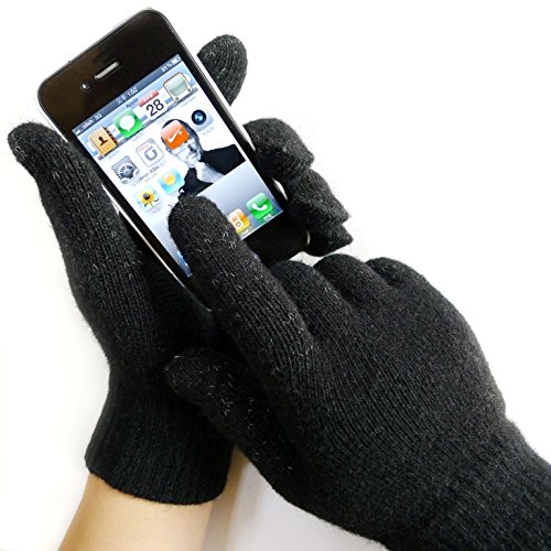 Wizgloves Wool iPhone gloves, texting gloves, smartphone., iPad, Tablet PC, Touchscreen gloves (Black)