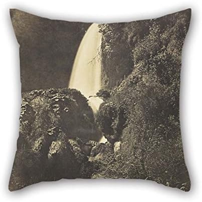 Oil Painting Giacomo Caneva - Tivoli, Aniene Waterfall Throw Pillow Covers 20 X 20 Inches / 50 By 50 Cm For Sofa Teens Girls Saloon Office Bar Boy Friend With Two Sides