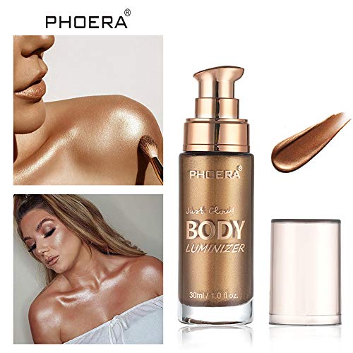 Liquid Illuminator, Firstfly Body Highlighter Makeup Smooth Shimmer Glow Liquid Foundation for Face & Body (#03 Glistening Bronze)