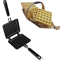 HOBULL Old Fashioned Waffle Baking Mold Iron Cast Iron Stove Top Non-Stick DIY Waffle Cake Mould Tray Baking Tools
