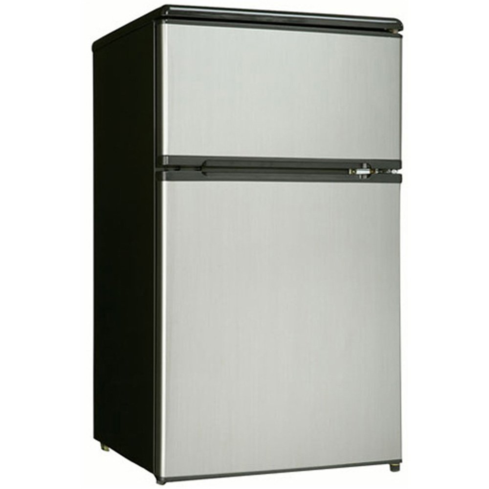 Danby DCR326BSL 3.1-Cu.Ft. Dual Door Compact Fridge with Freezer, Black/Stainless