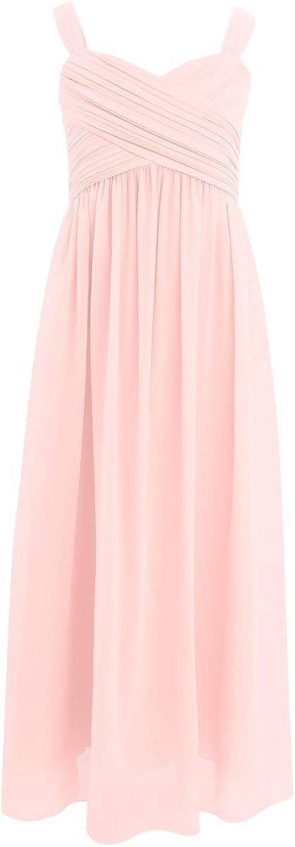 Tiaobug Enfant Fille Robe Soiree Ceremonie Robe Mariage Demoiselle Dhonneur Mousseline Robe A Bretelle Longue Robe Danse Bal Cocktail Robe Princesse 4 14 Ans Fille Vetements Mkyra Org