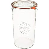 Weck Jar 974 - 1.5L Glass Jars with Large Storage Capacity - Preserving Jars with Airtight Lids Suitable for Pickling - Heat 