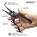 SAMSFX Aluminum Fishing Pliers Hook Remover Braid Line Cutter with Coiled Lanyard, Fly Fishing Knot Tying Tool & Retractors (Gray Handle, Split Ring Nose)