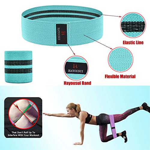Hayousui Resistance Bands Exercise Bands Hip Booty Bands Stretch Workout Bands- Cotton Resistance Band for Legs and Butt Body, Yoga, Pilates, Muscle Training