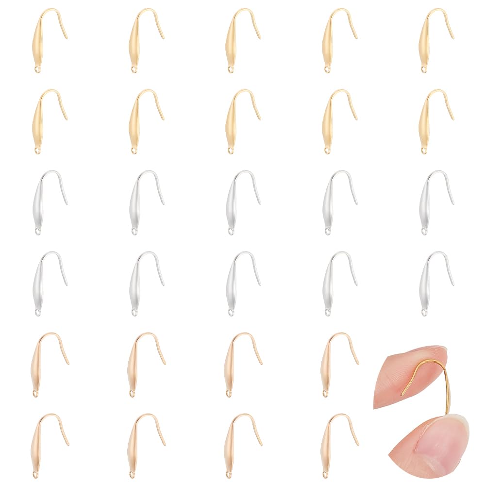 UNICRAFTALE 30 Pieces 3 Colors 316 Stainless Steel Earring Hooks 1.2mm Small Hole Ear Wire Mixed Color Wire Earring Hooks Jewelry Earring Findings for DIY Earring Jewelry Making 19.5x4.5x1mm