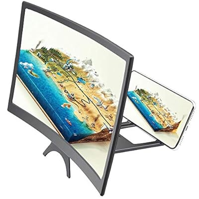 LayOPO Screen Magnifier 12'' 3D HD Curve Screen Amplifier Projector Magnifying Screen Enlarger for Movies, Videos, Anti-Radiation Smart Phone Screen Enlarger with Foldable Stand, All Smartphones