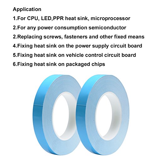 Nicelux 12mmx10 Meters 0.3mm thickness Double Side Adhesive Thermal Conductive Tape for Heat Sink of LED Light,PC and more, Electrically Insulated,1 Reel Pack