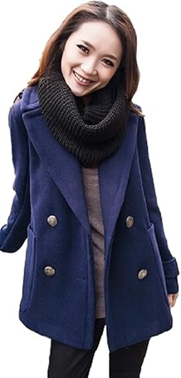 Amazon I Select 大人 カジュアル シンプル ピーコート レディース 黒 紺 緑 S Xxlサイズ ベーシック シルバーボタン アウター コート 防寒 体型カバー 大きいサイズ S ネイビー コート ジャケット 通販