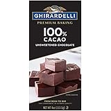 Ghirardelli Premium Baking Bar 100% Cacao Unsweetened Chocolate, 4 Oz, Pack of 12