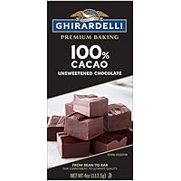 Ghirardelli Premium Baking Bar 100% Cacao Unsweetened Chocolate, 4 Oz, Pack of 12