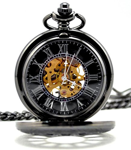 Infinite U Heart Shape Black Spider Web Hollow Skeleton Steel Mechanical Movement Pocket Watch