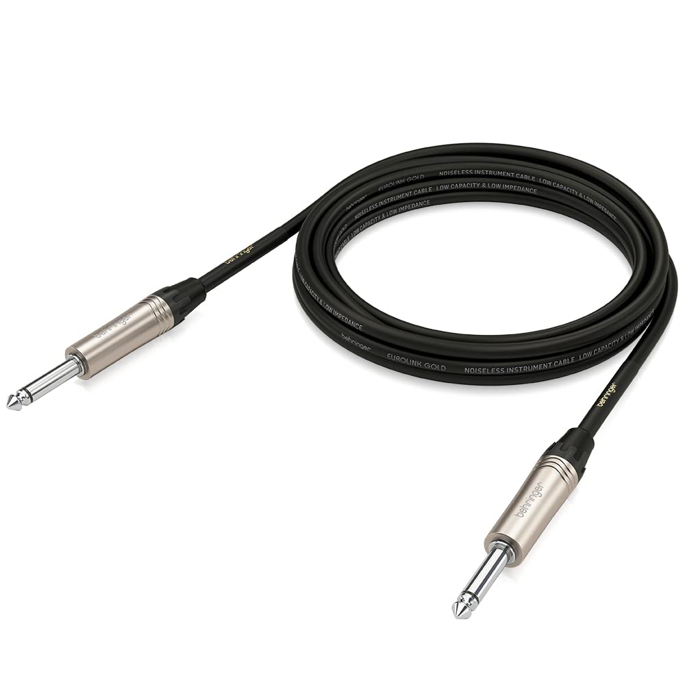 Behringer Instrument Cable - Guitar Cable - 1/4 Inch TS Male to 1/4 Inch TS Male - 3 m / 10 ft - Gold Performance - GIC-300