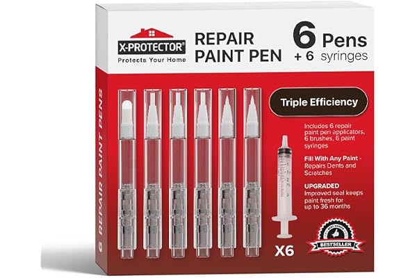 X-Protector Touch Up Paint Pen Kit - 6 Fillable Paint Pens with 6 Types of Brushes - Premium Paint Pen Brush Set - Touch Up P