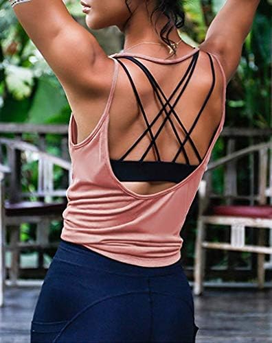 ZJCTUO Mujeres Tops Deportivas Yoga Correas Sin Espalda Camiseta Sin Mangas  Entrenamiento de Fitness Entrenamiento Camisa Suelta Gimnasia Seca Tops  Mujer Deportes y aire libre
