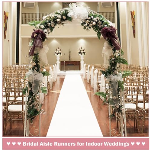 Gdmokle 1 x 10 m White Wedding Rug for Party Church Ceremony 2.5mm Thick Polyester Disposable Roll Carpet for Event