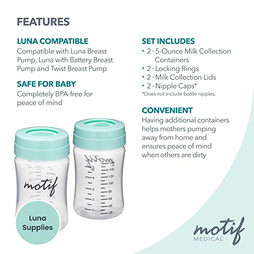 Motif Medical, Breast Milk Storage and Collection Bottles with Sealing Disc, BPAFree Plastic