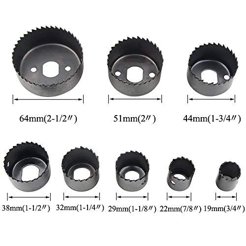 BGTXINGI 11PCS Hole Saw Kit (with 2 Mandrel 1 Mandrill 8 Blade and 1 Hex Key Wrench) 3/4"- 21/2" Hole Saw Drill Bit Set Ideal for Woodworking PVC Plastic Board and Pipes Plasterboard - Image 4